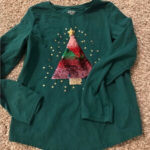 Festive Green Sequin Tree Long Sleeve Tee